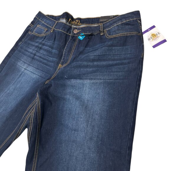 NWT Rue21 Womens 24 Jeans High Rise Ankle Straight Leg Dark Wash Raw Hem Plus - Picture 2 of 16